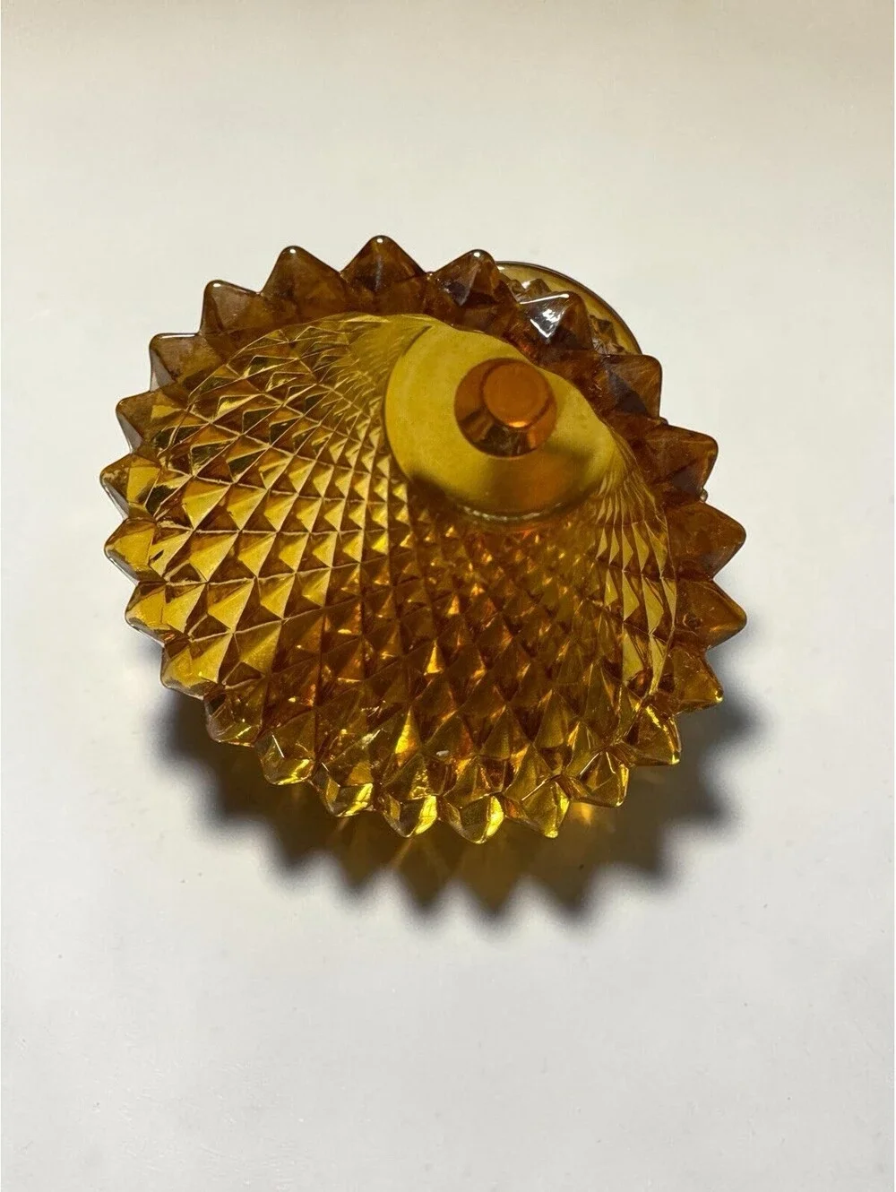 Homco Diamond Point Votive Amber Peg Sconce Candle Holder Vintage